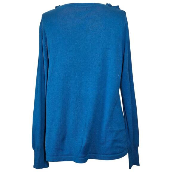 Blue Cotton Blend Cardigan Sweater Size Medium - Picture 2 of 3